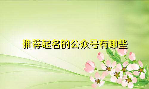 推荐起名的公众号有哪些