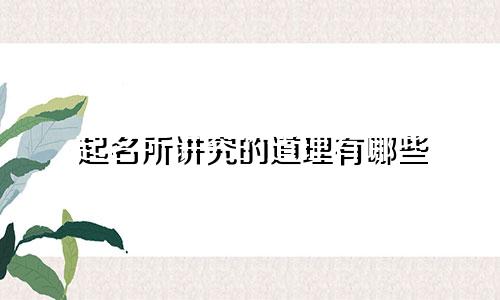 起名所讲究的道理有哪些