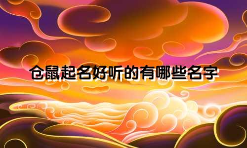 仓鼠起名好听的有哪些名字