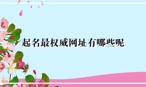 起名最权威网址有哪些呢