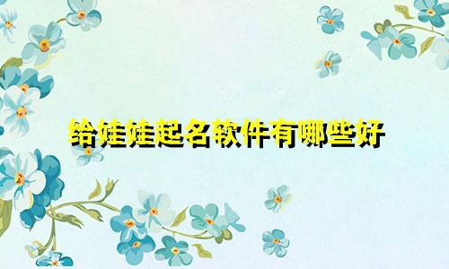 给娃娃起名软件有哪些好