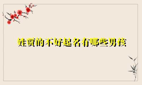 姓贾的不好起名有哪些男孩