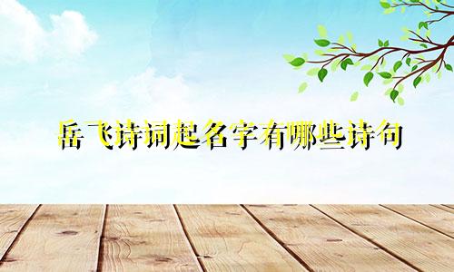 岳飞诗词起名字有哪些诗句