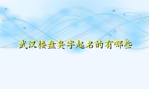 武汉楼盘臭字起名的有哪些