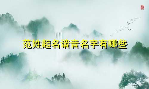 范姓起名谐音名字有哪些