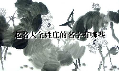 起名大全姓庄的名字有哪些