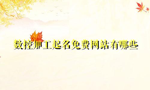 数控加工起名免费网站有哪些