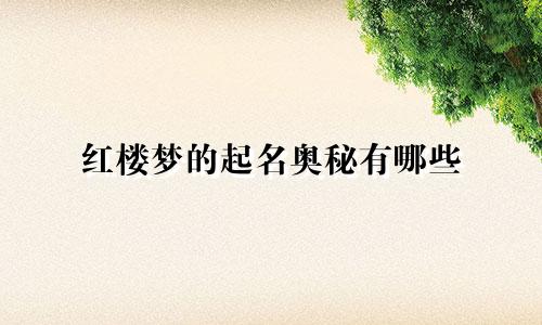 红楼梦的起名奥秘有哪些