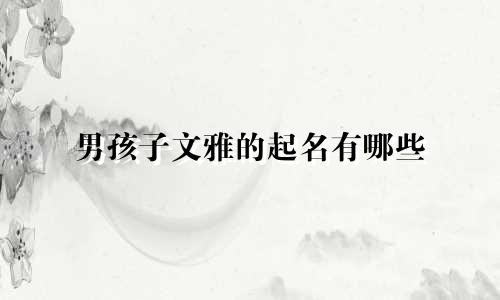 男孩子文雅的起名有哪些