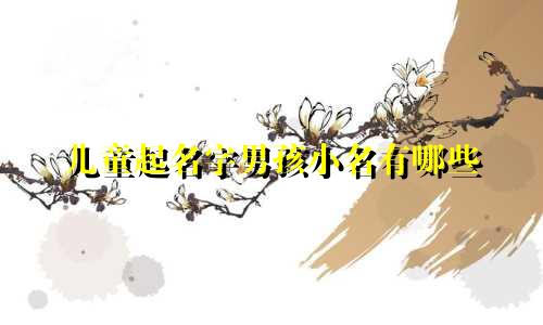儿童起名字男孩小名有哪些