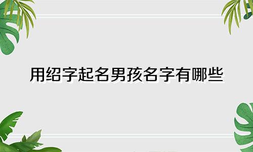 用绍字起名男孩名字有哪些