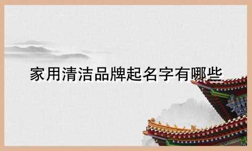 家用清洁品牌起名字有哪些