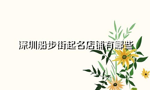 深圳船步街起名店铺有哪些