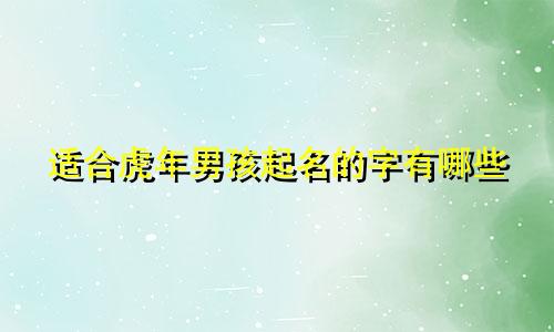 适合虎年男孩起名的字有哪些