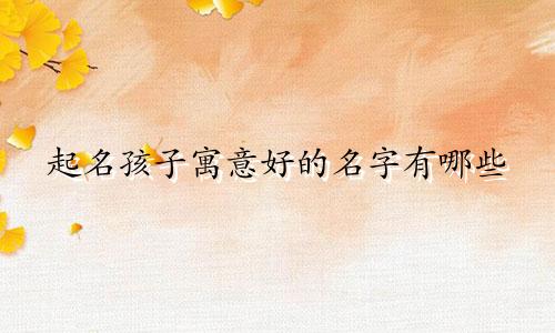 起名孩子寓意好的名字有哪些