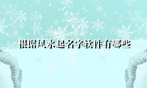 根据风水起名字软件有哪些