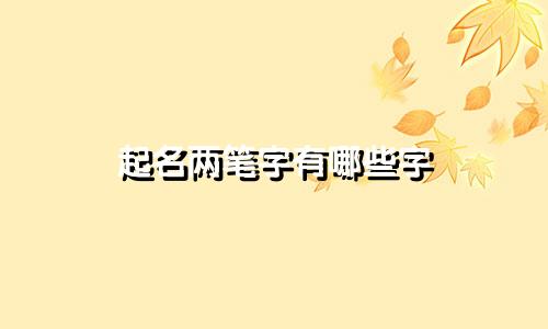 起名两笔字有哪些字