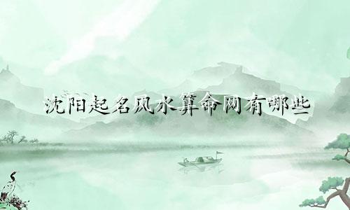 沈阳起名风水算命网有哪些