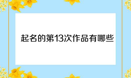 起名的第13次作品有哪些