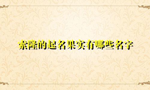 索隆的起名果实有哪些名字