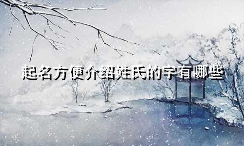 起名方便介绍姓氏的字有哪些