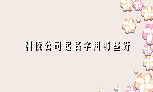 科技公司起名字用哪些好