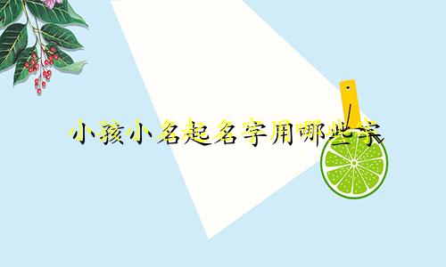 小孩小名起名字用哪些字