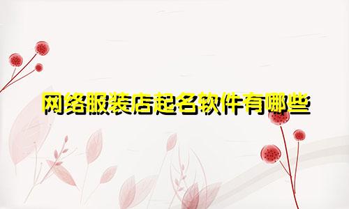 网络服装店起名软件有哪些
