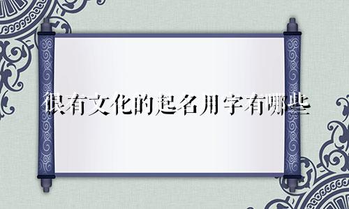 很有文化的起名用字有哪些