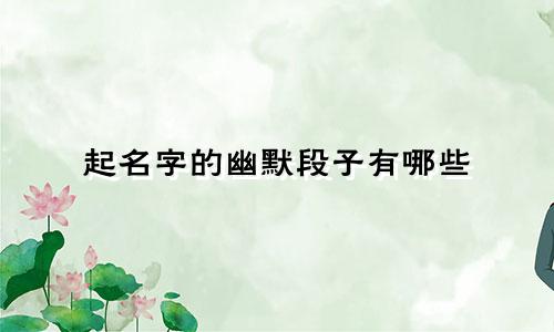 起名字的幽默段子有哪些