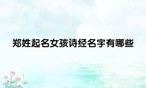 郑姓起名女孩诗经名字有哪些