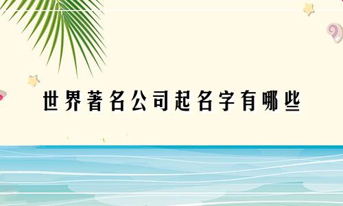 世界著名公司起名字有哪些