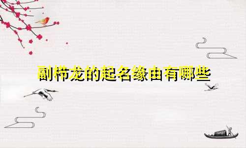 副栉龙的起名缘由有哪些
