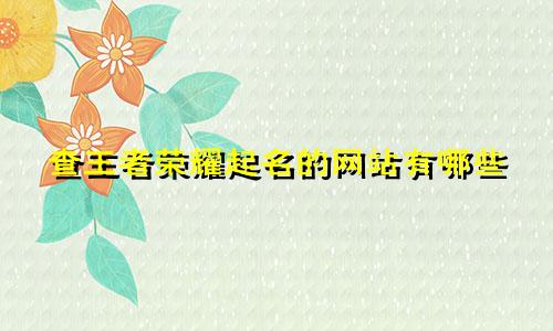 查王者荣耀起名的网站有哪些