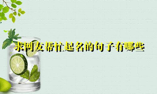 求网友帮忙起名的句子有哪些