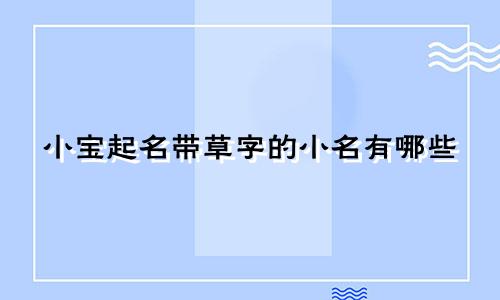 小宝起名带草字的小名有哪些