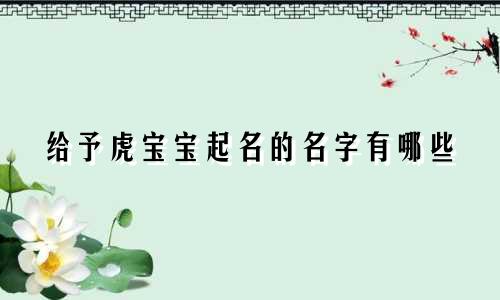 给予虎宝宝起名的名字有哪些