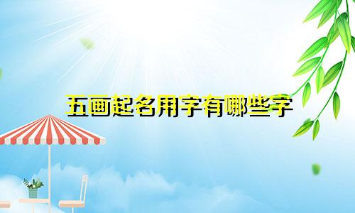 五画起名用字有哪些字