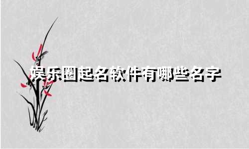 娱乐圈起名软件有哪些名字