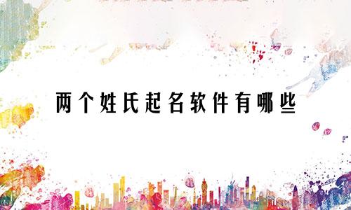 两个姓氏起名软件有哪些