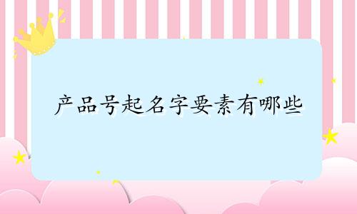 产品号起名字要素有哪些