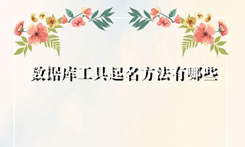 数据库工具起名方法有哪些