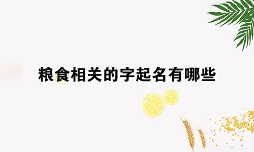 粮食相关的字起名有哪些