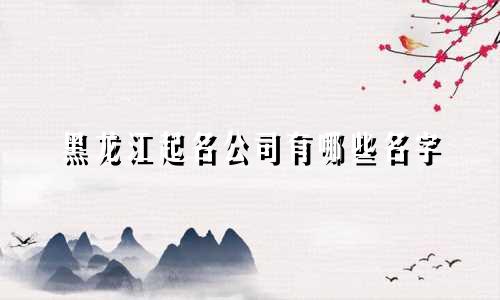 黑龙江起名公司有哪些名字
