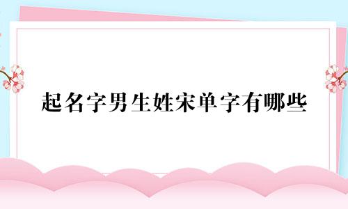 起名字男生姓宋单字有哪些
