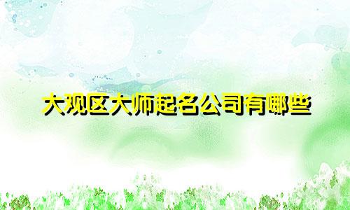 大观区大师起名公司有哪些