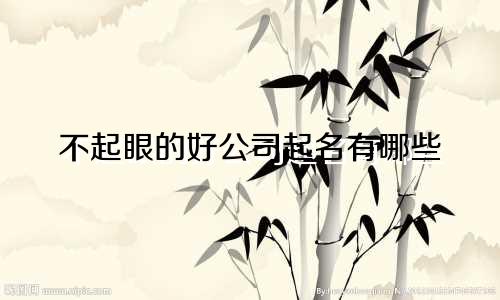 不起眼的好公司起名有哪些