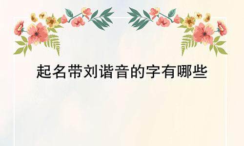 起名带刘谐音的字有哪些