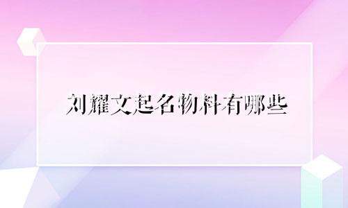刘耀文起名物料有哪些