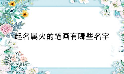 起名属火的笔画有哪些名字